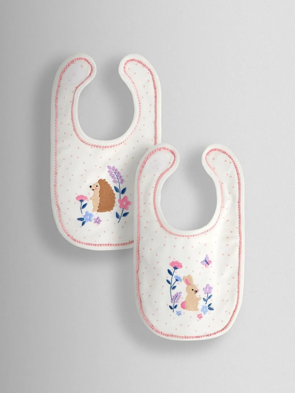 Slabbetjes|Jojo Maman Bébé 2-Pack Embroidered Appliqué Bibs