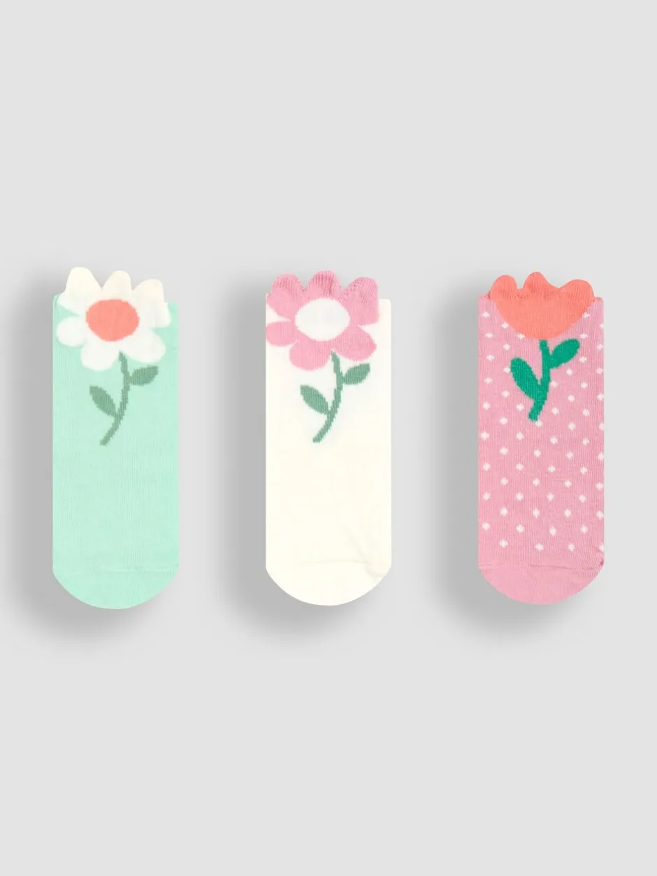 Sokken En Panty's*Jojo Maman Bébé 3-Pack Flower Socks