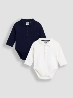 Rompertjes En Hemdjes|Rompertjes En Hemdjes*Jojo Maman Bébé 2-Pack Plain Long Sleeve Polo Shirt Bodies