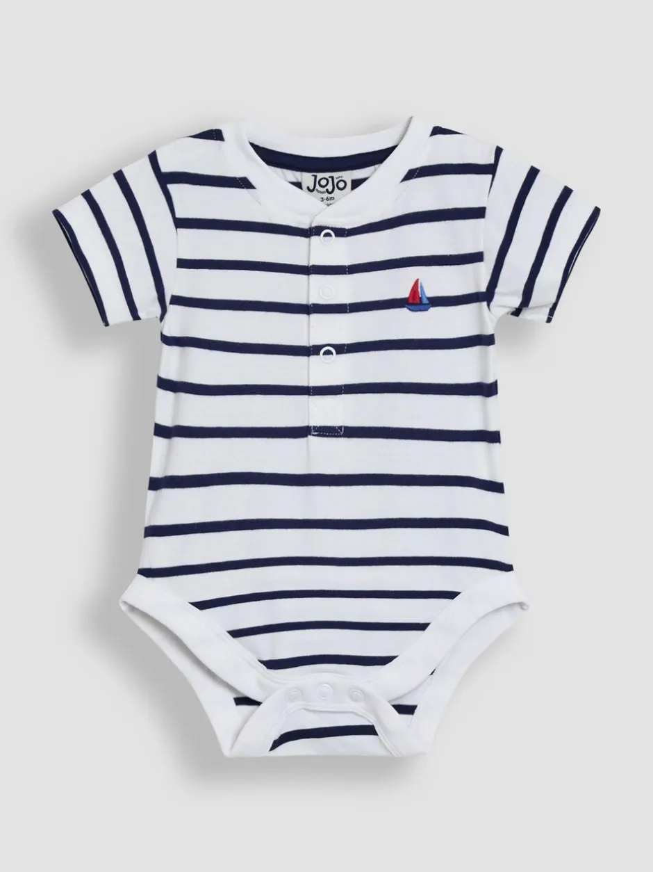 Rompertjes En Hemdjes|Jojo Maman Bébé 2-Pack Zeilbootstrepen & Effen Bodysuits