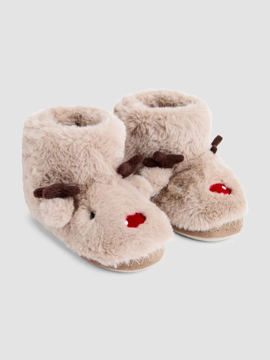 Pantoffels|Pantoffels|Jojo Maman Bébé pantoffellaarsjes met rendier