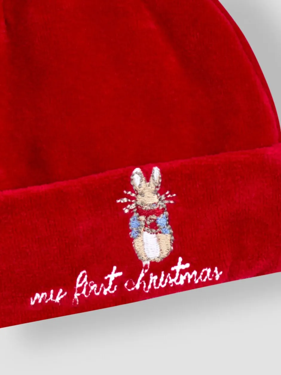 Mutsjes En Antikrabwantjes|Mutsen, Handschoenen En Sjaals|Jojo Maman Bébé Peter Rabbit™ Mijn eerste kerstfluwelen muts