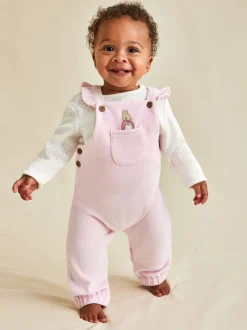 Jumpsuits En Playsuits|Jojo Maman Bébé Peter Rabbit Appliqué Velour Dungarees and Body Set