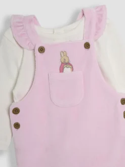 Jumpsuits En Playsuits|Jojo Maman Bébé Peter Rabbit Appliqué Velour Dungarees and Body Set