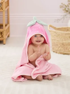 Handdoeken En Badmatten|Jojo Maman Bébé Pink Strawberry Character Hooded Towel