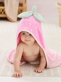 Handdoeken En Badmatten|Jojo Maman Bébé Pink Strawberry Character Hooded Towel