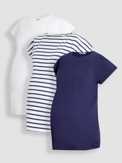 Moederschap*Jojo Maman Bébé Set van 3 100% katoenen T-shirts met boyfriend-pasvorm voor zwangerschap