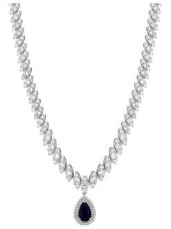 Sieraden*Jon Richard - Rhodium geplatineerde opvallende ketting met zirkonia in geschenkverpakking