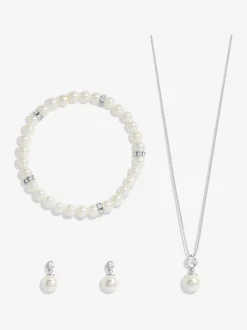 Sieraden|Jon Richard driedelige set met kristallen en parels - In cadeauverpakking