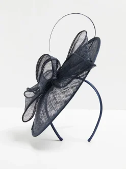 Haaraccessoires|Jon Richard Navy Woven Bow Fascinator