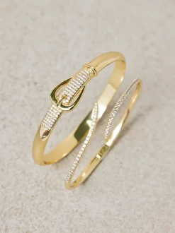 Sieraden*Jon Richard Plated 18K and Pave Buckle Bangle