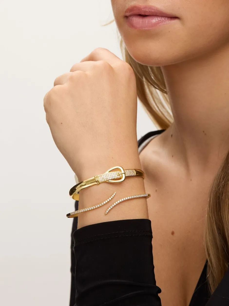 Sieraden*Jon Richard Plated 18K and Pave Buckle Bangle