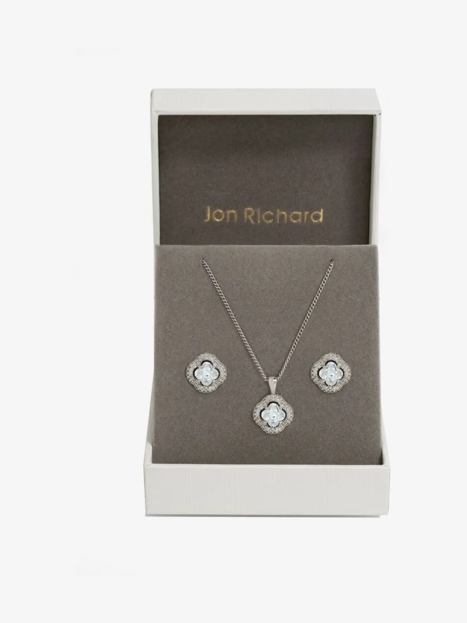 Sieraden|Jon Richard Tone Cubic Zirconia Clover Set
