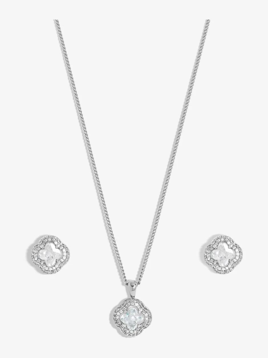 Sieraden|Jon Richard Tone Cubic Zirconia Clover Set