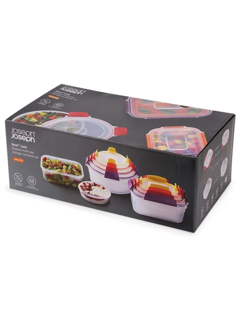 Joseph Joseph|Keukenopslag|Joseph Joseph 8 Piece Nest Lock Round & Rectangle Multi Containers sets