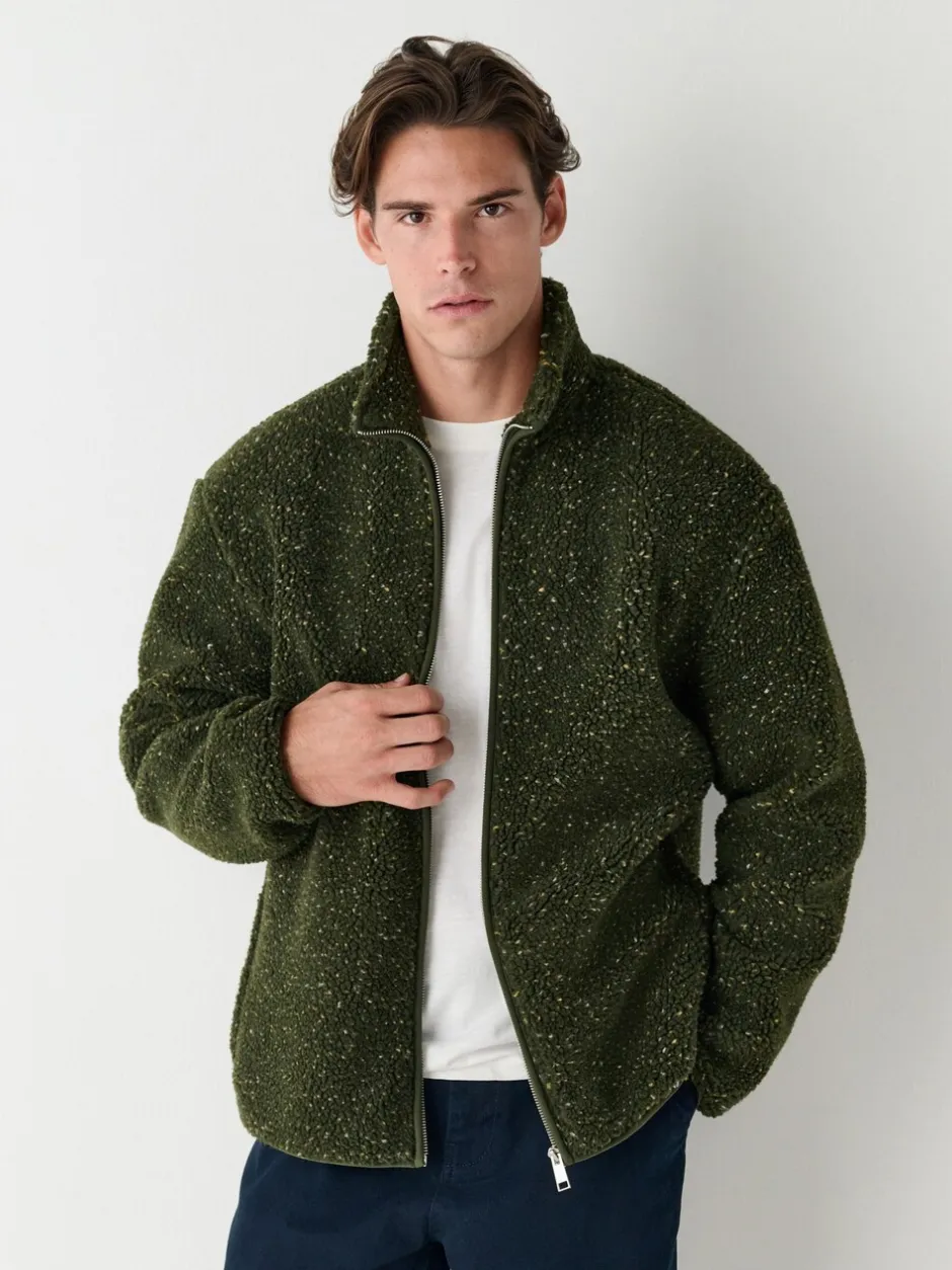 Loungewear|Jassen En Jacks|Next - Doorritsbare funnel Borg Fleece Kaki Groen nep