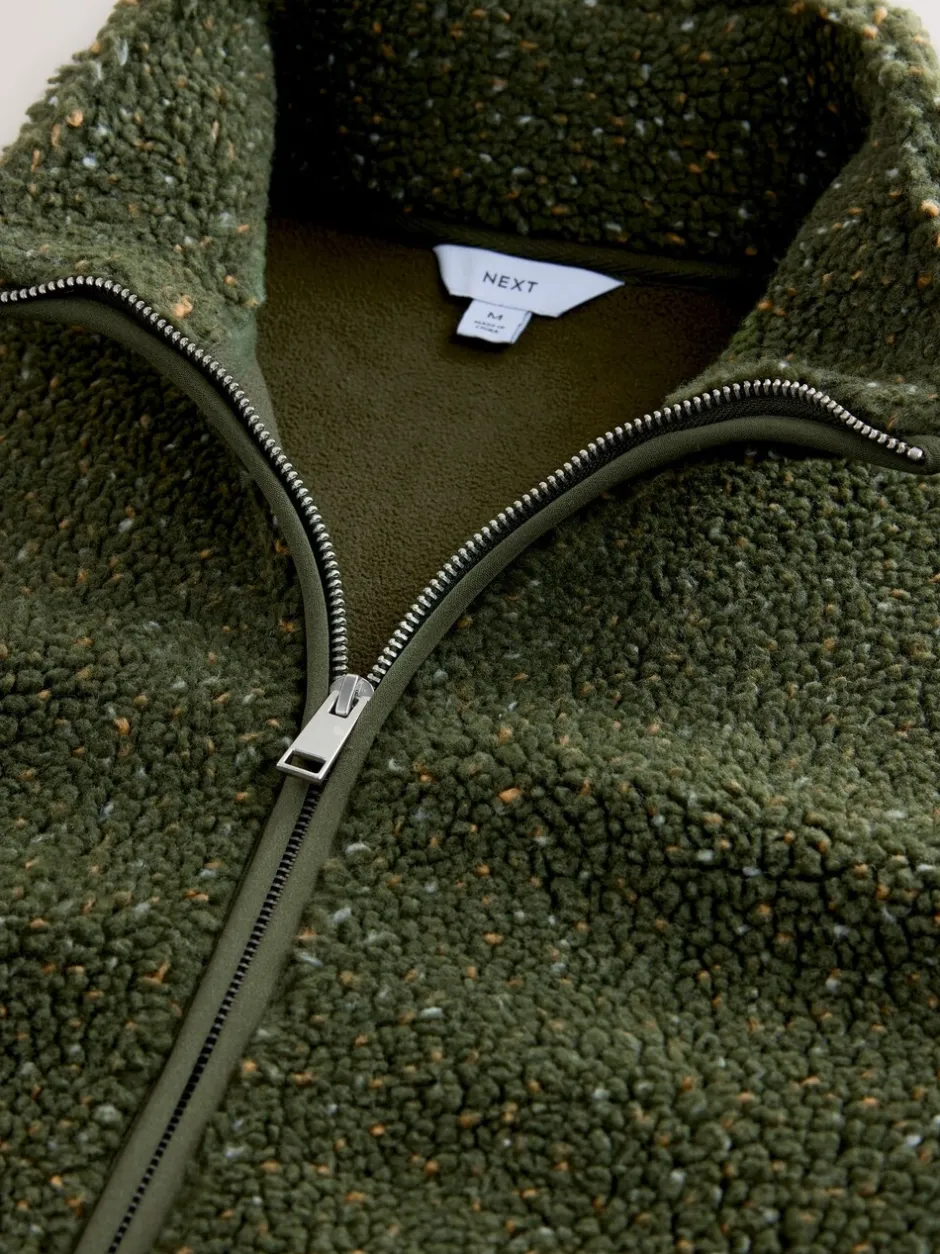 Loungewear|Jassen En Jacks|Next - Doorritsbare funnel Borg Fleece Kaki Groen nep