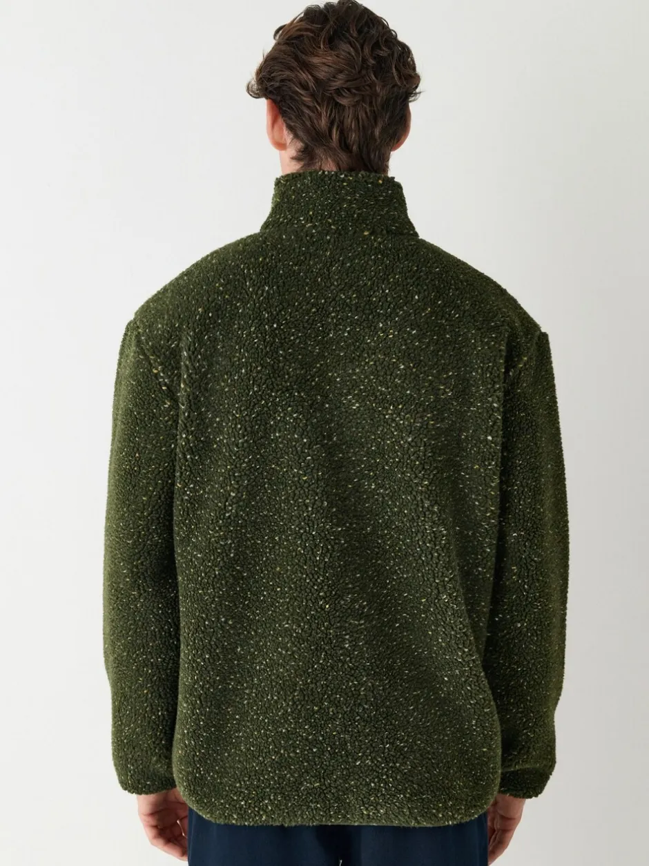 Loungewear|Jassen En Jacks|Next - Doorritsbare funnel Borg Fleece Kaki Groen nep