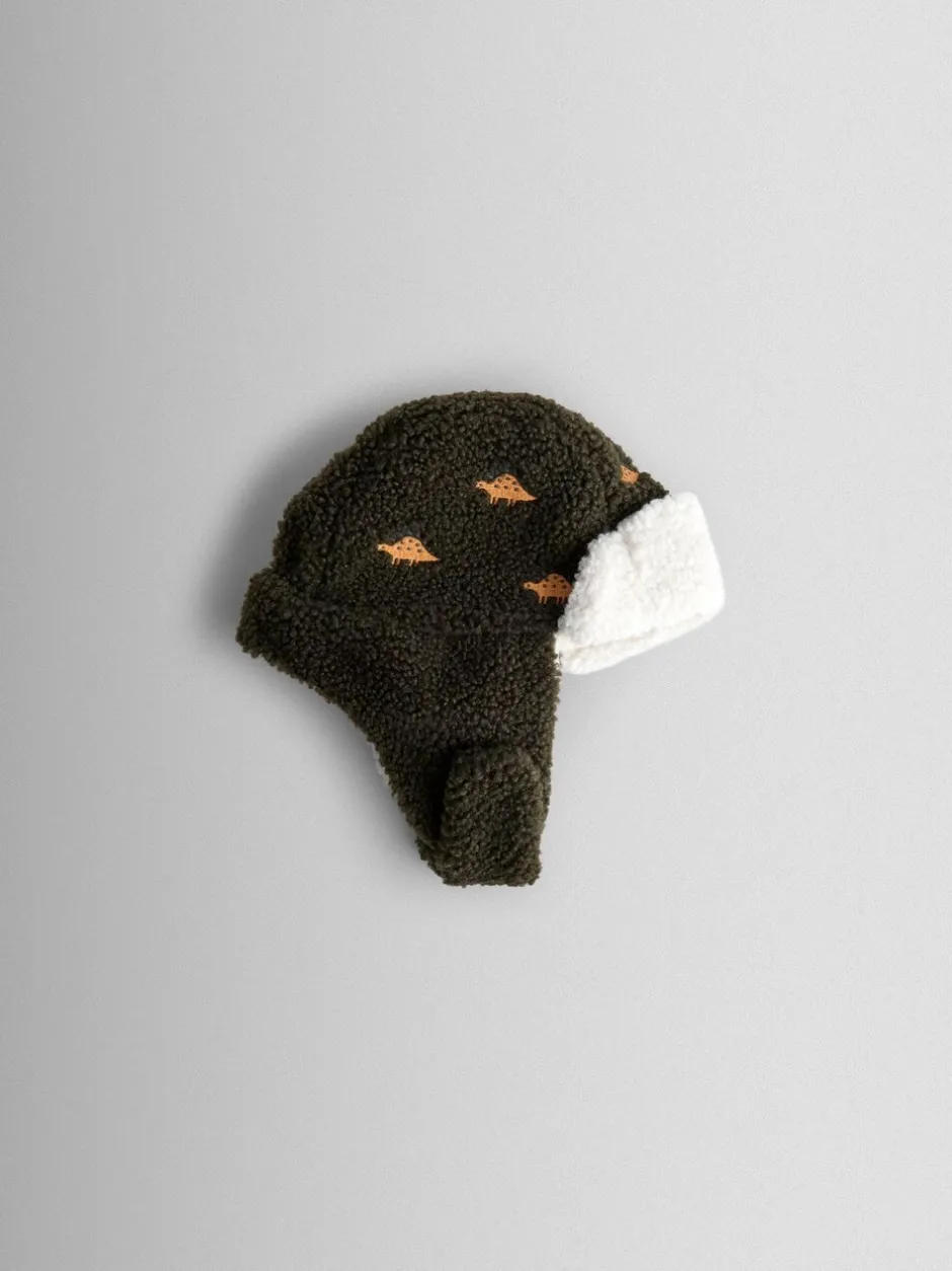 Mutsen, Handschoenen En Sjaals|Jojo Maman Bébé - Trapper Hat Kaki met dinoprint