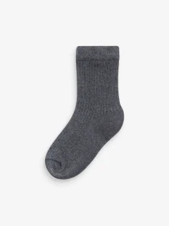 Sokken En Panty's|Sokken|Next - Verpakking van 7 paar fijngeribbelde sokken met hoog katoengehalte Kaki/grijs