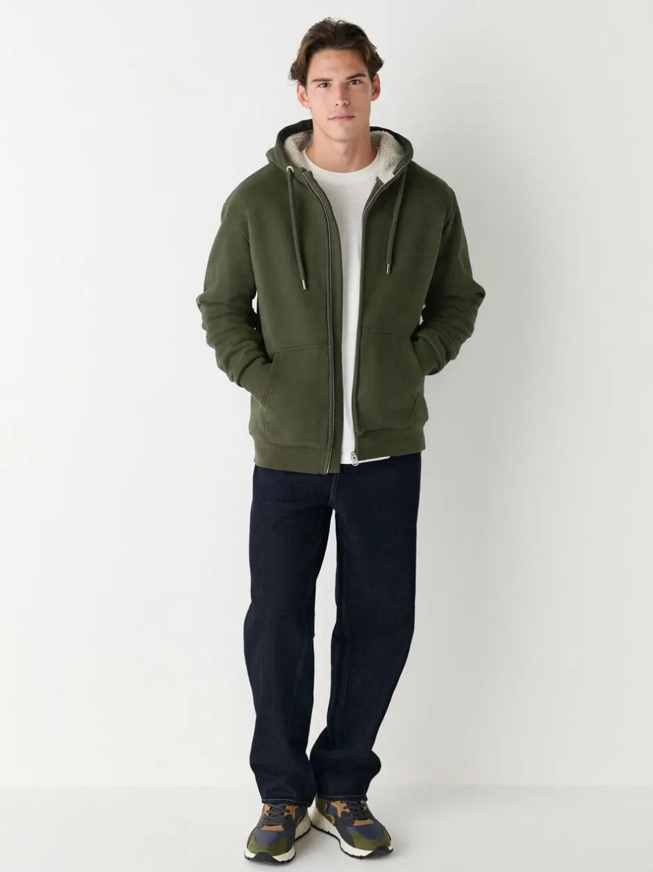 Jassen En Jacks|Sweaters En Hoody´S*Next - Borg hoodie met fleecevoering en volledige ritssluiting Kakigroen