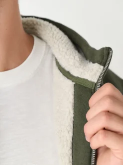 Jassen En Jacks|Sweaters En Hoody´S*Next - Borg hoodie met fleecevoering en volledige ritssluiting Kakigroen