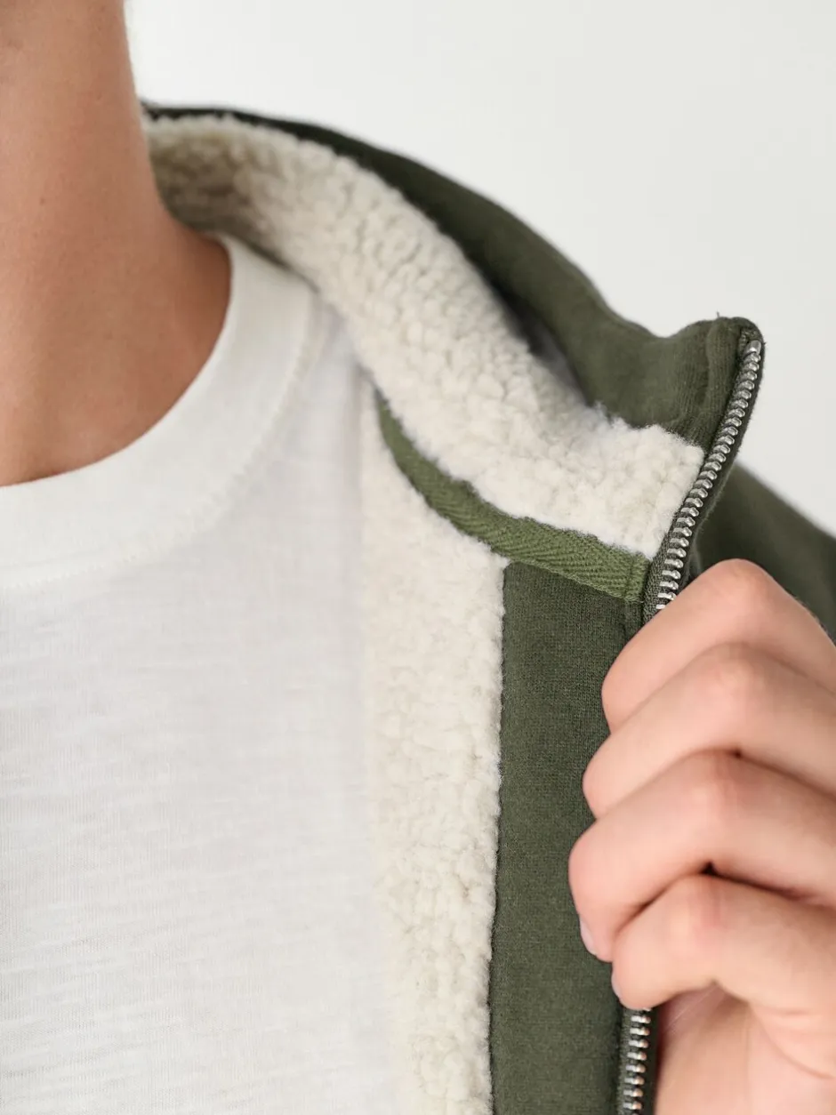 Jassen En Jacks|Sweaters En Hoody´S*Next - Borg hoodie met fleecevoering en volledige ritssluiting Kakigroen