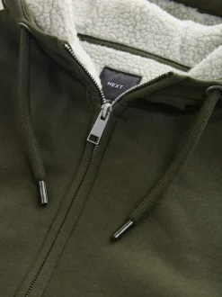 Jassen En Jacks|Sweaters En Hoody´S*Next - Borg hoodie met fleecevoering en volledige ritssluiting Kakigroen