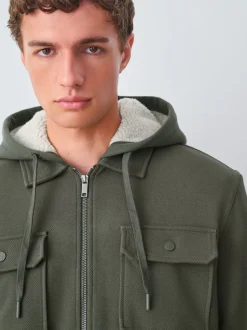 Sweaters En Hoody´S|Sweaters En Hoody´S*Next - Borg overshirt met fleecevoering Kakigroen