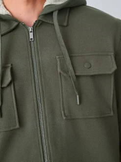 Sweaters En Hoody´S|Sweaters En Hoody´S*Next - Borg overshirt met fleecevoering Kakigroen