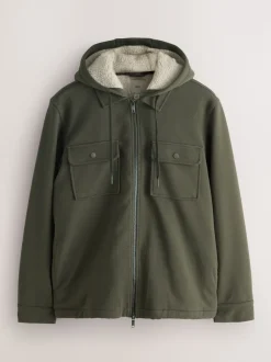 Sweaters En Hoody´S|Sweaters En Hoody´S*Next - Borg overshirt met fleecevoering Kakigroen