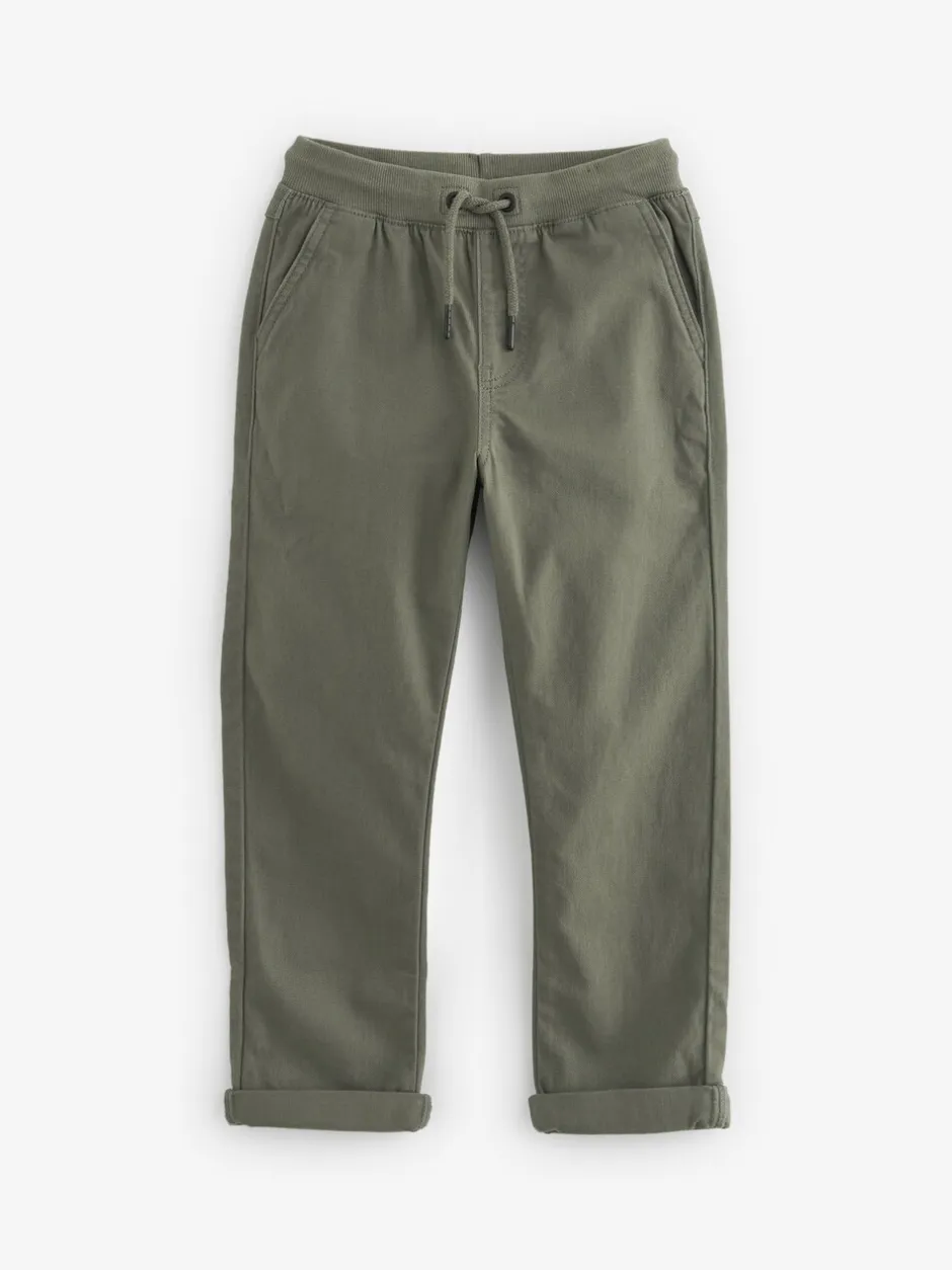 Broeken En Chino's*Next - Broek met geribde elastische taille (3-16 jr) Kakigroen