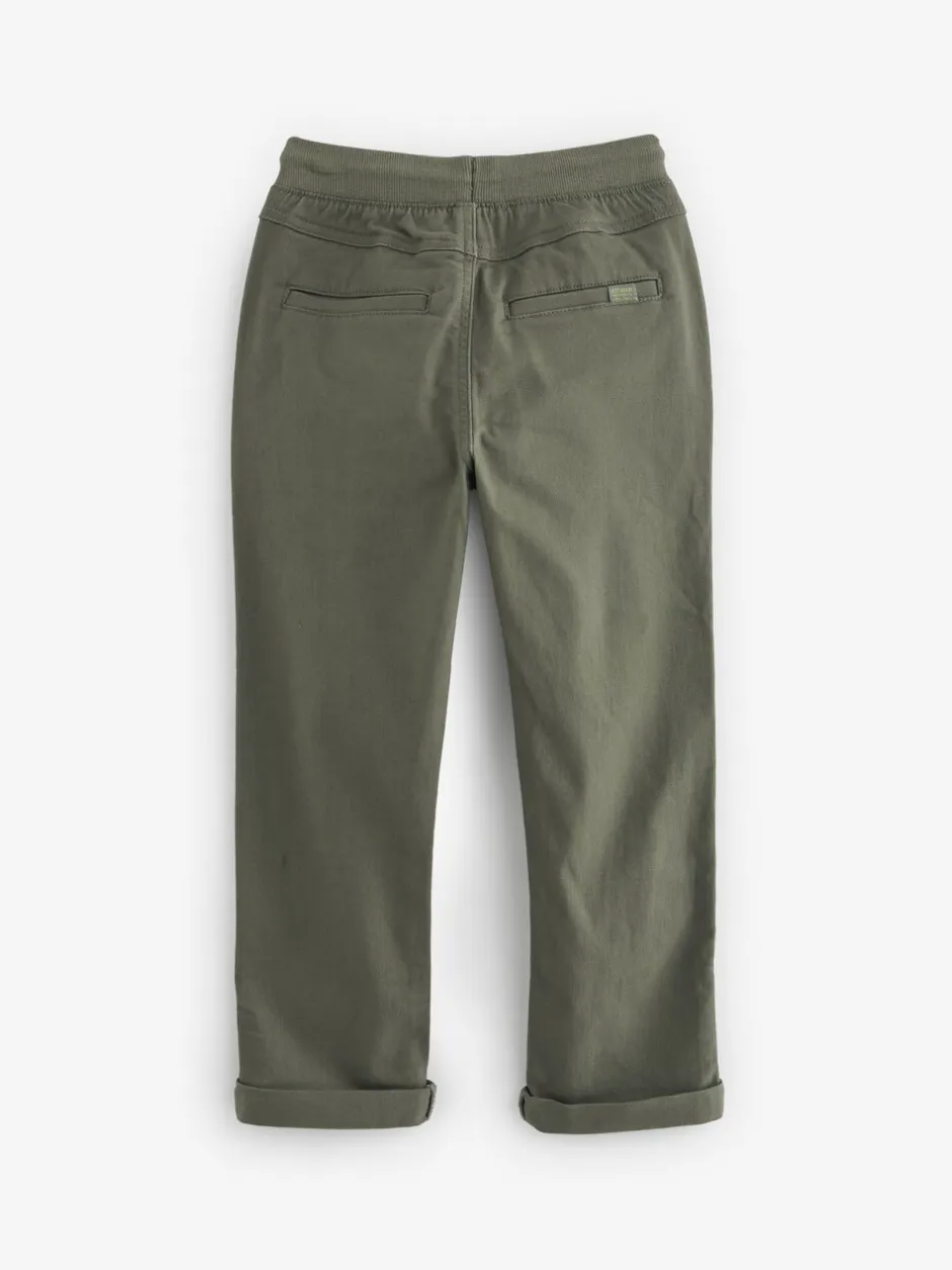 Broeken En Chino's*Next - Broek met geribde elastische taille (3-16 jr) Kakigroen