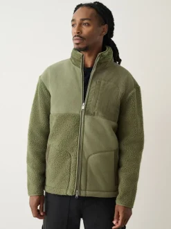 Jassen En Jacks|Sweaters En Hoody´S|Next - Cord Block Zip Through Funnel Fleece Kakigroen