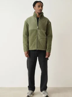 Jassen En Jacks|Sweaters En Hoody´S|Next - Cord Block Zip Through Funnel Fleece Kakigroen