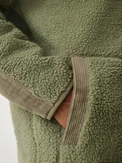 Jassen En Jacks|Sweaters En Hoody´S|Next - Cord Block Zip Through Funnel Fleece Kakigroen