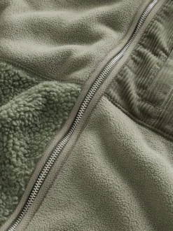 Jassen En Jacks|Sweaters En Hoody´S|Next - Cord Block Zip Through Funnel Fleece Kakigroen