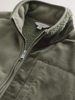 Jassen En Jacks|Sweaters En Hoody´S|Next - Cord Block Zip Through Funnel Fleece Kakigroen