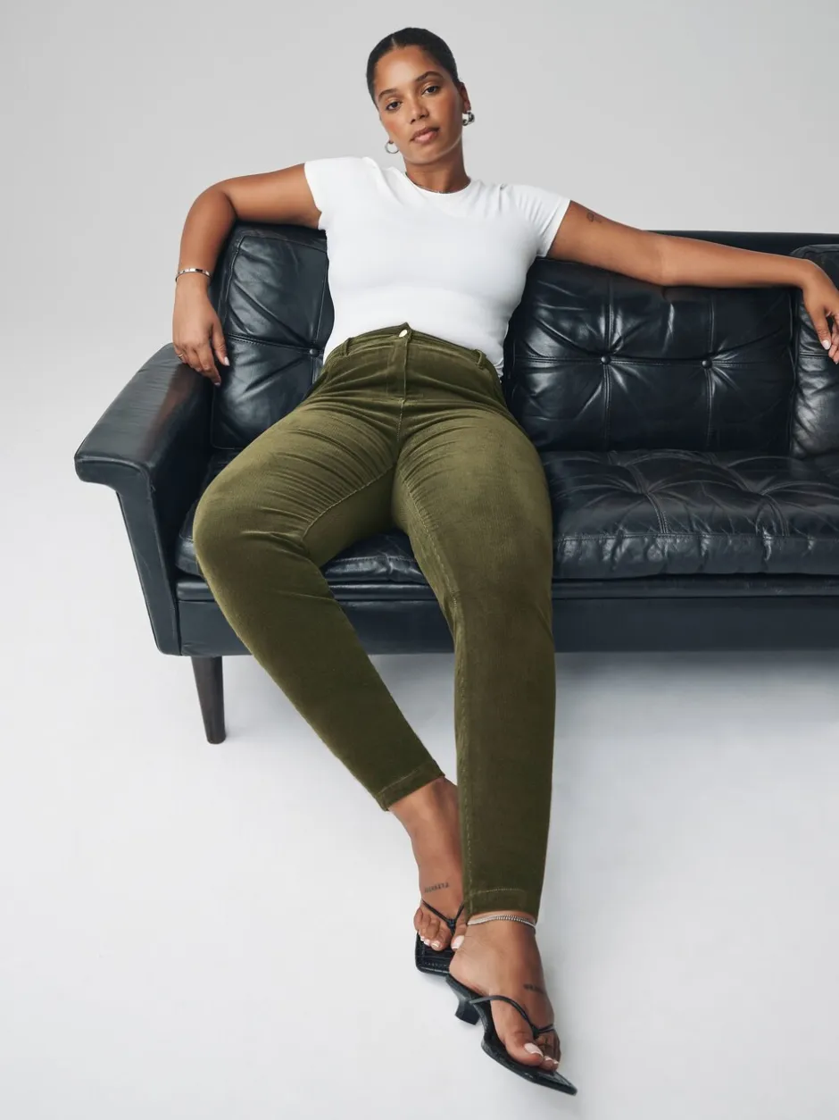 Broeken*Next - Cord Skinny Hourglass Trousers Kakigroen