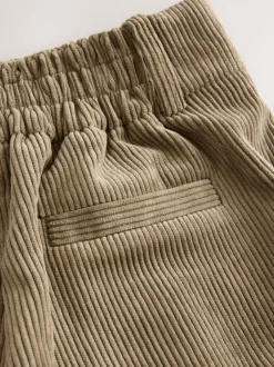 Broeken|Next - Corduroy broek met wijde pijpen Kakigroen