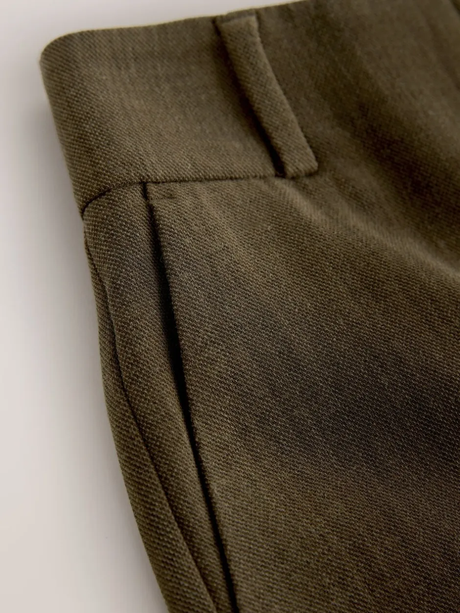 Kostuums En Werkkleding|Broeken*Next Kakigroen - Crosshatch Elastic Waist Wide Leg Trousers