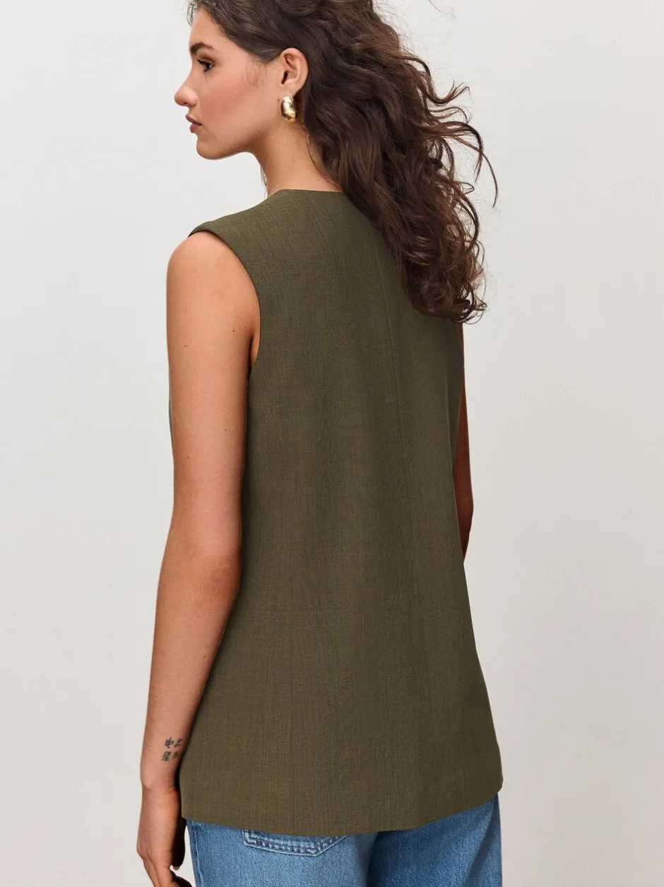 Kostuums En Werkkleding|Next Kakigroen - Crosshatch Waistcoat Blazer