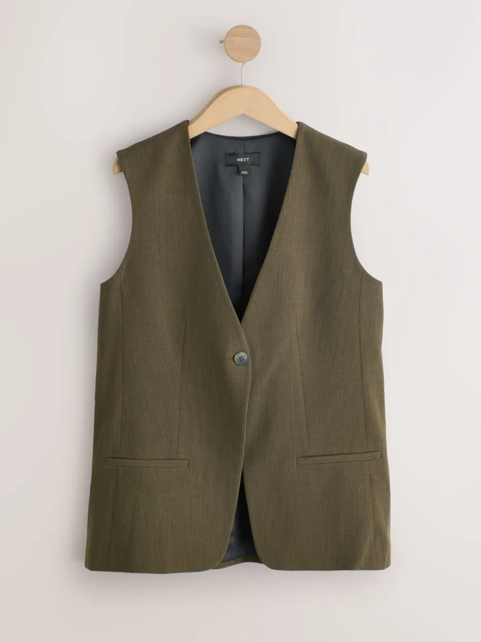 Kostuums En Werkkleding|Next Kakigroen - Crosshatch Waistcoat Blazer