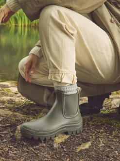 Laarzen|Boots|Next - Faux Fur Lined Chelsea Ankle Wellies Kakigroen