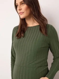 Moederschap*Next - Maternity Long Sleeve Nursing Shelf Dress Kakigroen