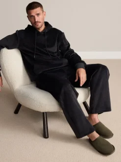 Pantoffels|Loungewear*Next - Met imitatiebont gevoerde Signature suède pantoffelmuiltjes Kakigroen