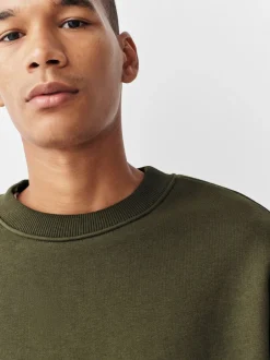 Sweaters En Hoody´S|Sweaters En Hoody´S*Next Kakigroen - Normale Pasvorm - Heavyweight Cotton Rich Crew Neck Sweatshirt