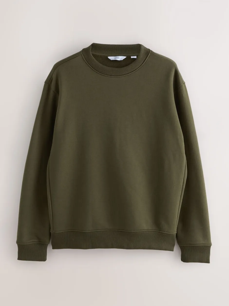 Sweaters En Hoody´S|Sweaters En Hoody´S*Next Kakigroen - Normale Pasvorm - Heavyweight Cotton Rich Crew Neck Sweatshirt