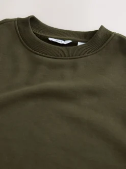 Sweaters En Hoody´S|Sweaters En Hoody´S*Next Kakigroen - Normale Pasvorm - Heavyweight Cotton Rich Crew Neck Sweatshirt
