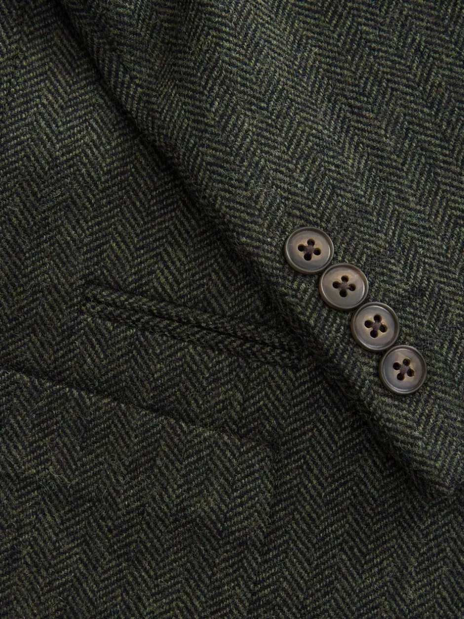 Blazers En Business-Jasjes*Next - Normale Pasvorm - Blazer met visgraatmotief en hoog wolgehalte Kakigroen